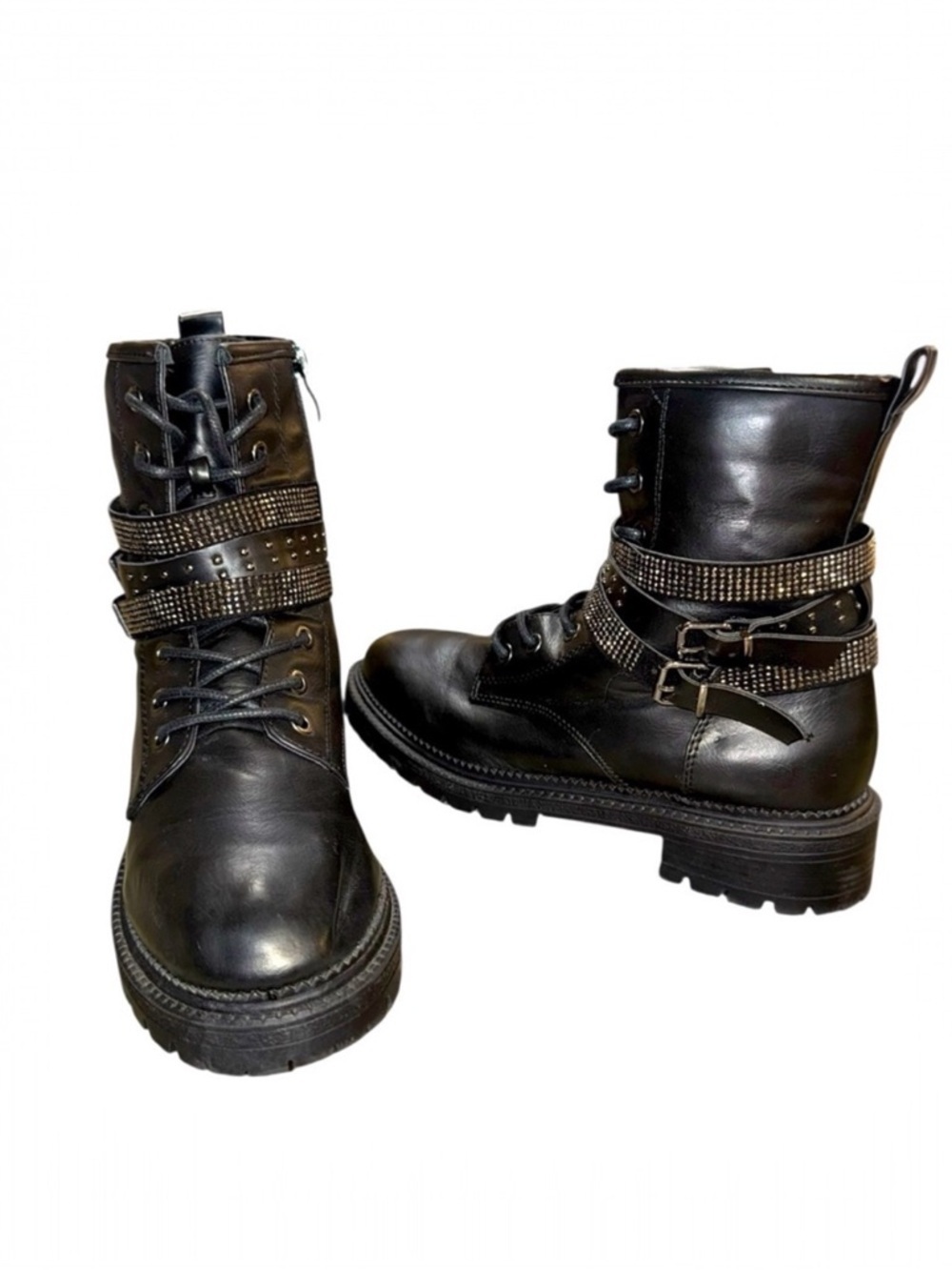 Rock & Candy Hensley Studded Combat Boots – Black – Size 7.5 – Grunge Glam